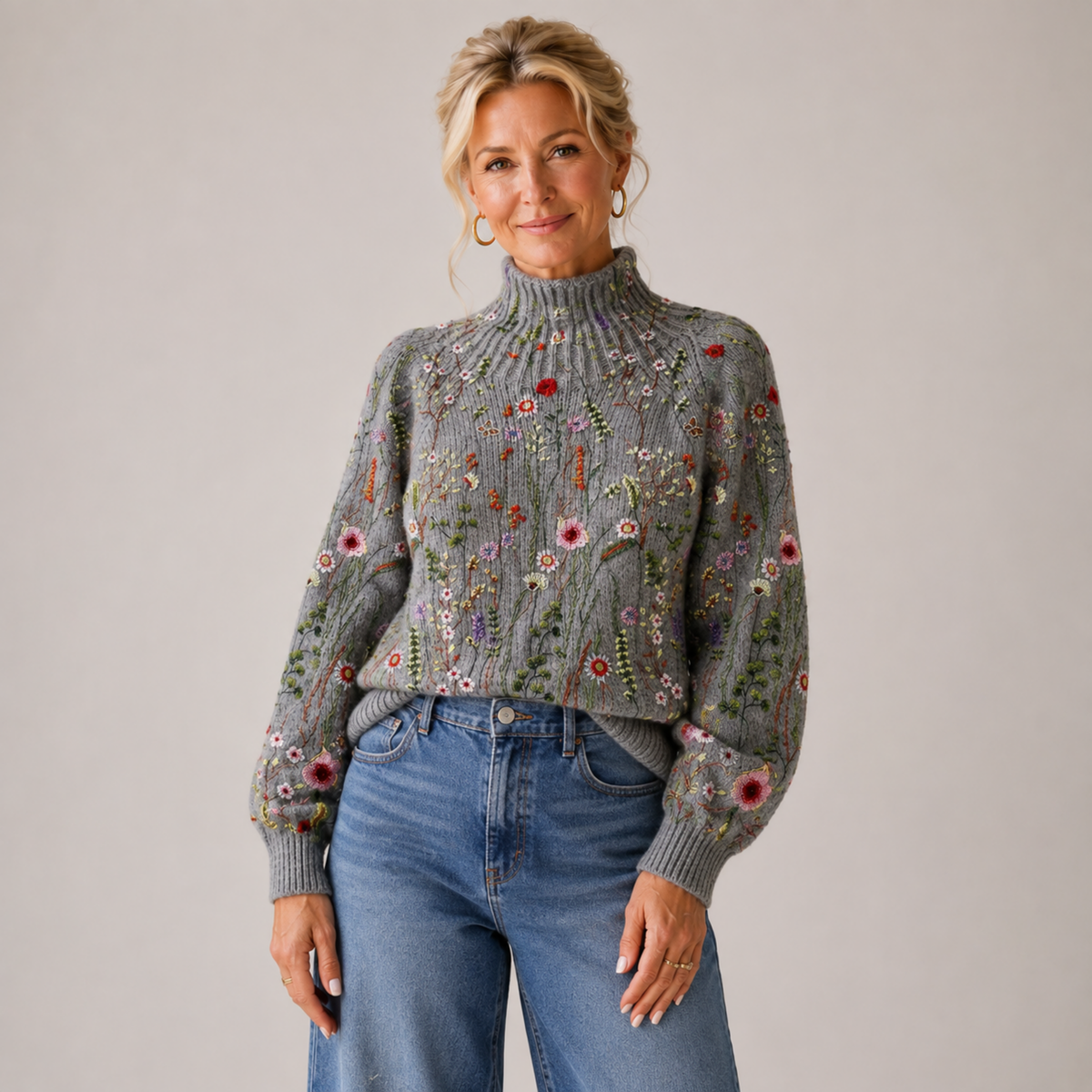 Etheldreda | Botanical Embroidered Knit Sweater