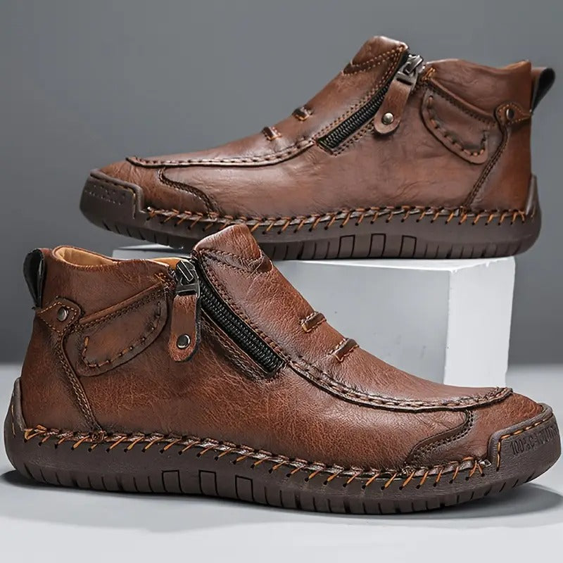 Idris | Hand Stitched Zip Ankle Shoes