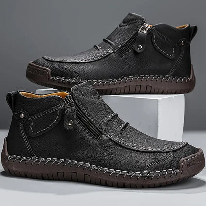 Idris | Hand Stitched Zip Ankle Shoes