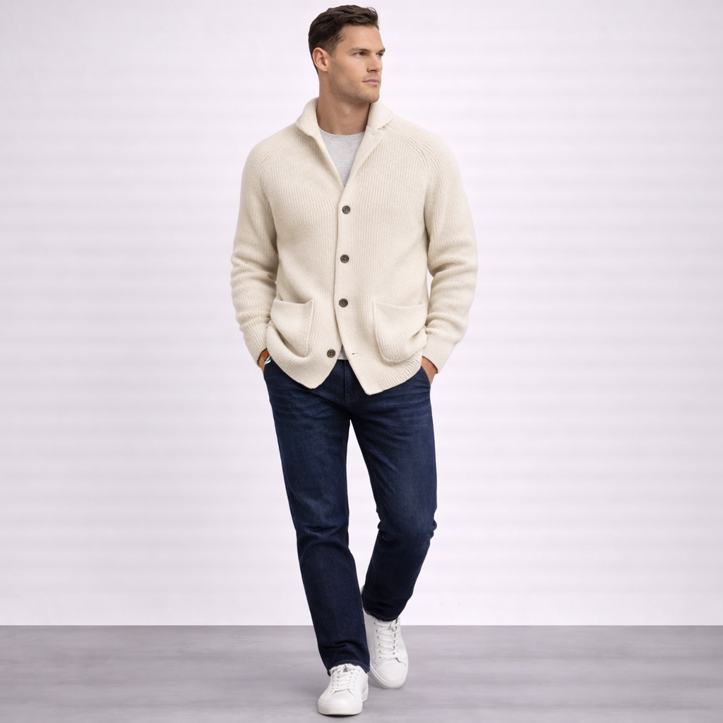 Thalvion | Ribbed Button Knit Cardigan