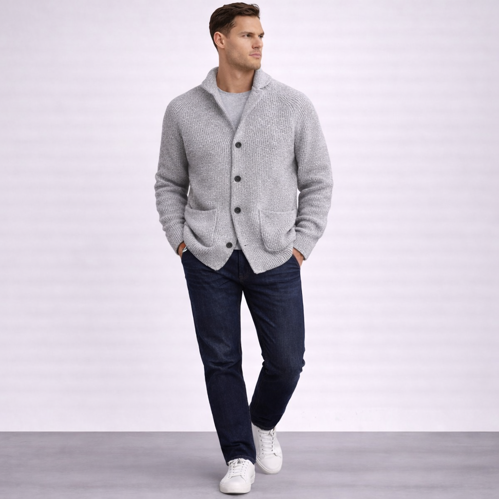 Thalvion | Ribbed Button Knit Cardigan