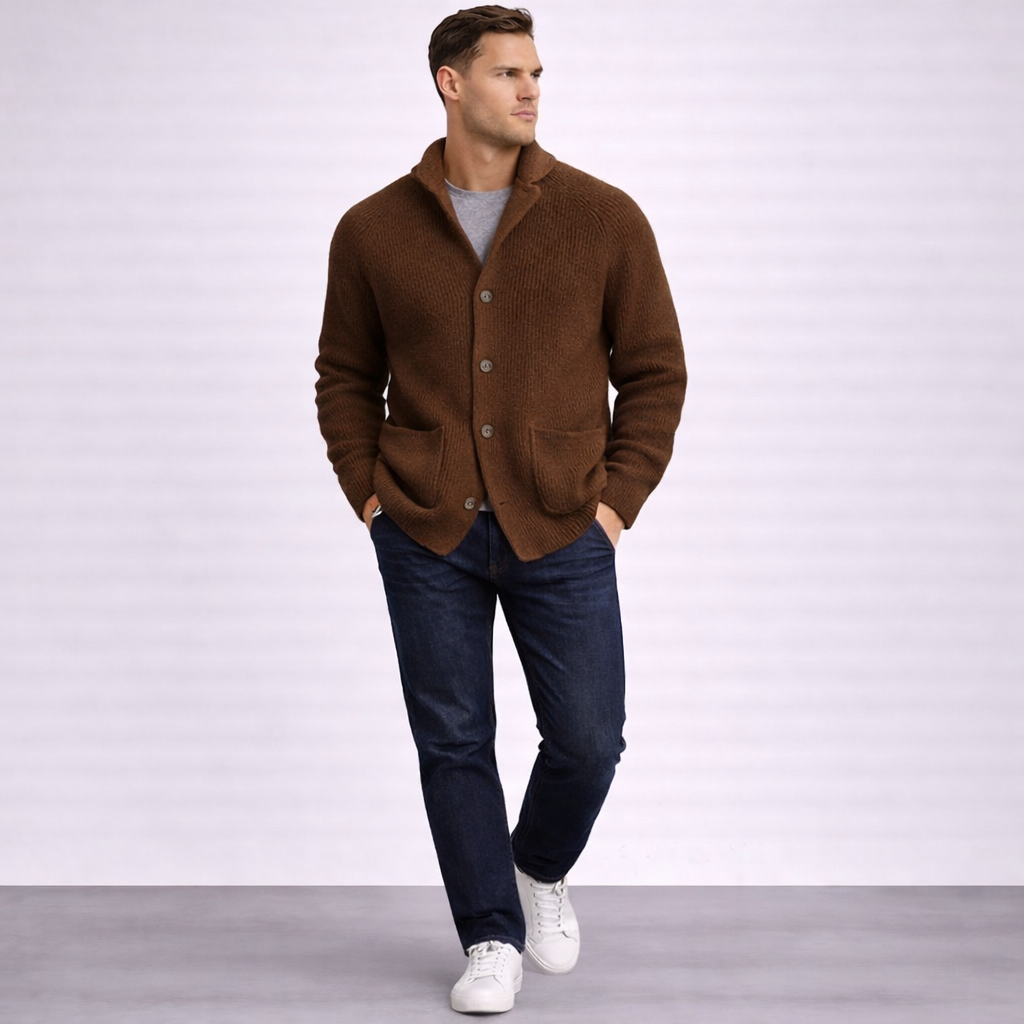 Thalvion | Ribbed Button Knit Cardigan