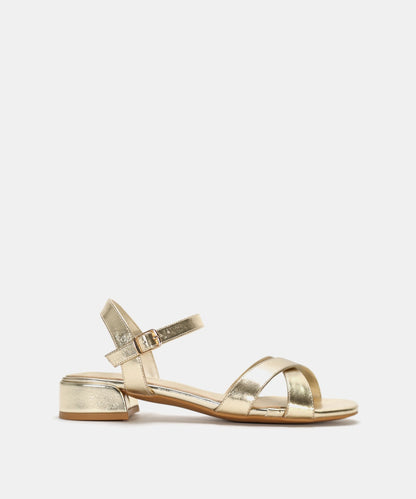 Emanuelle | Refined Metallic Block Heel Sandals