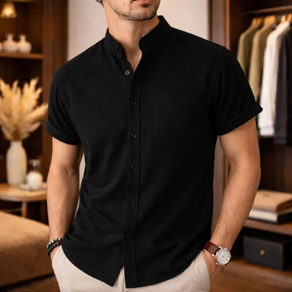 Harlan | Textured Stand Collar Summer Shirt