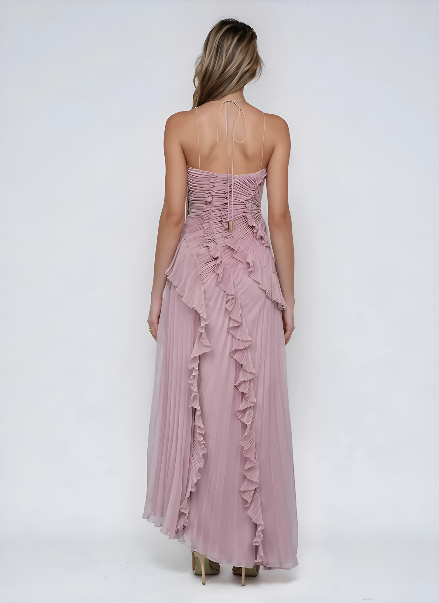 Serelise | Pleated Ruffle Evening Dress