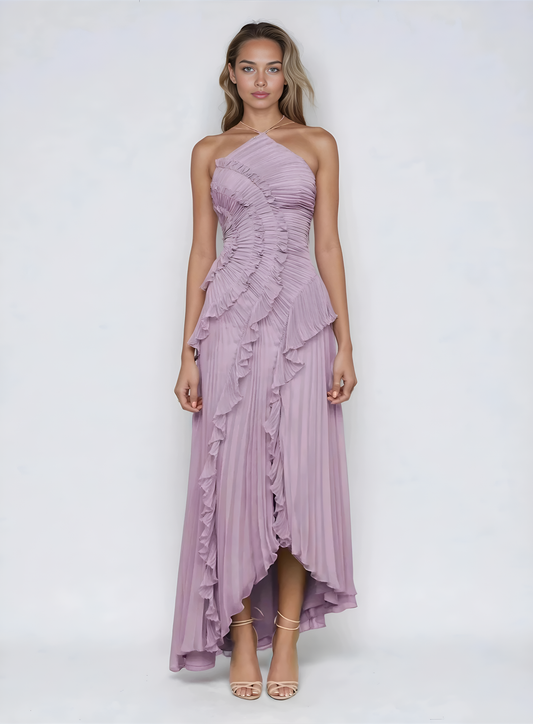 Serelise | Pleated Ruffle Evening Dress