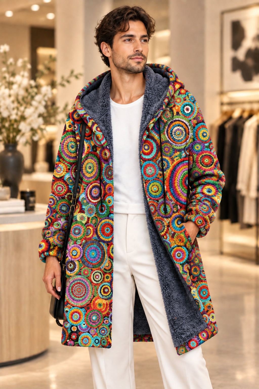 Nikolai | Warm Printed Plush Lined Coat