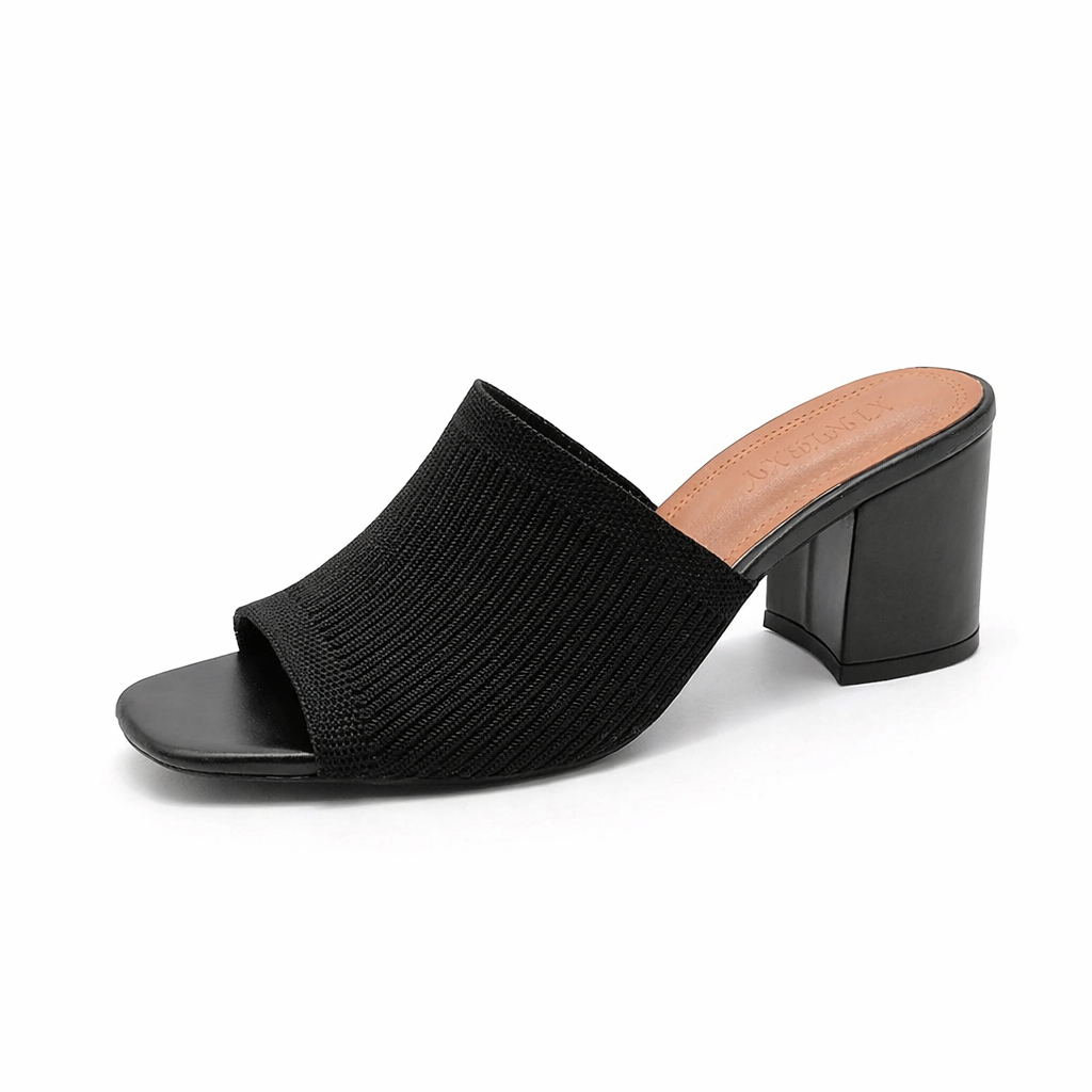 Zephmora | Knit Strap Block Heel Sandals