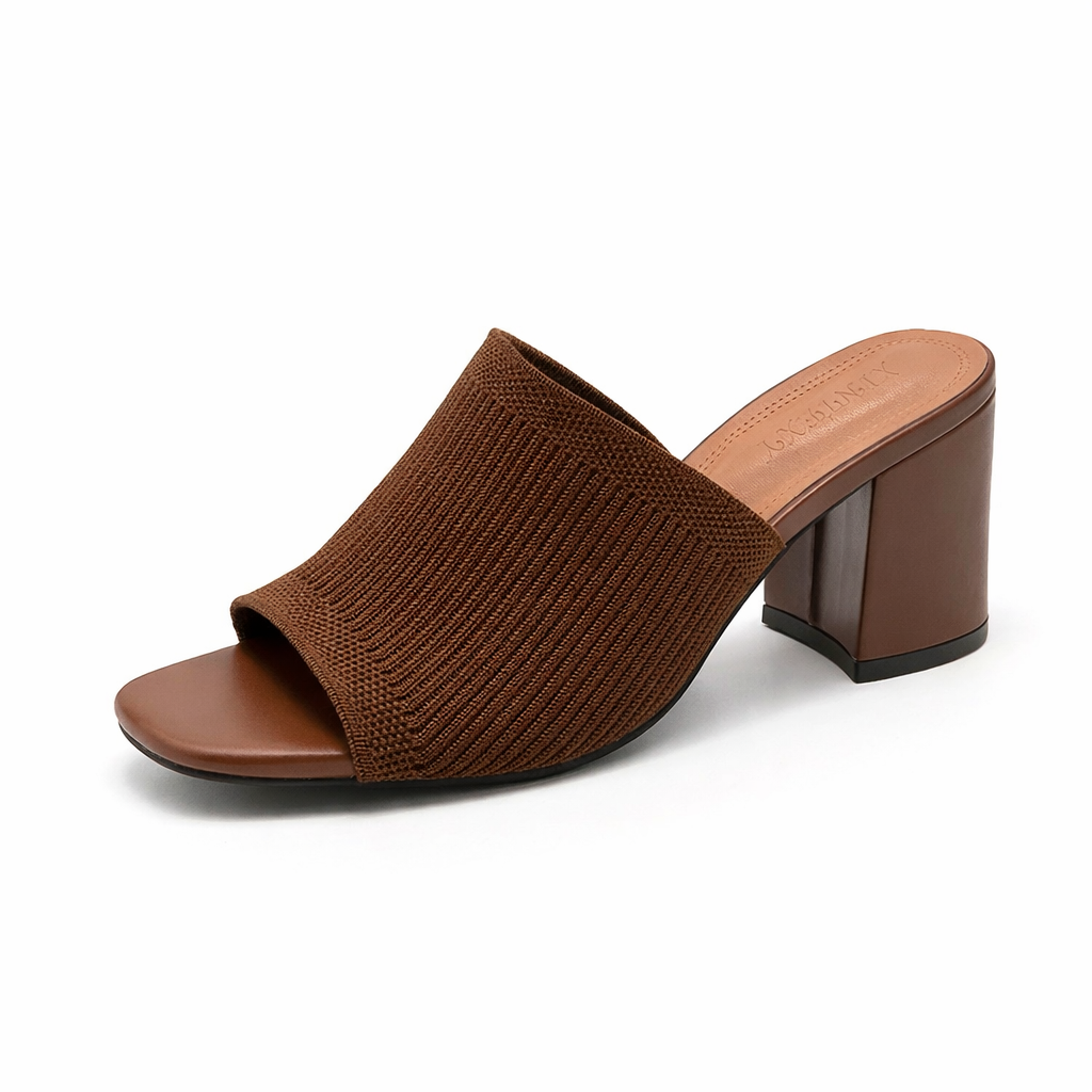 Zephmora | Knit Strap Block Heel Sandals