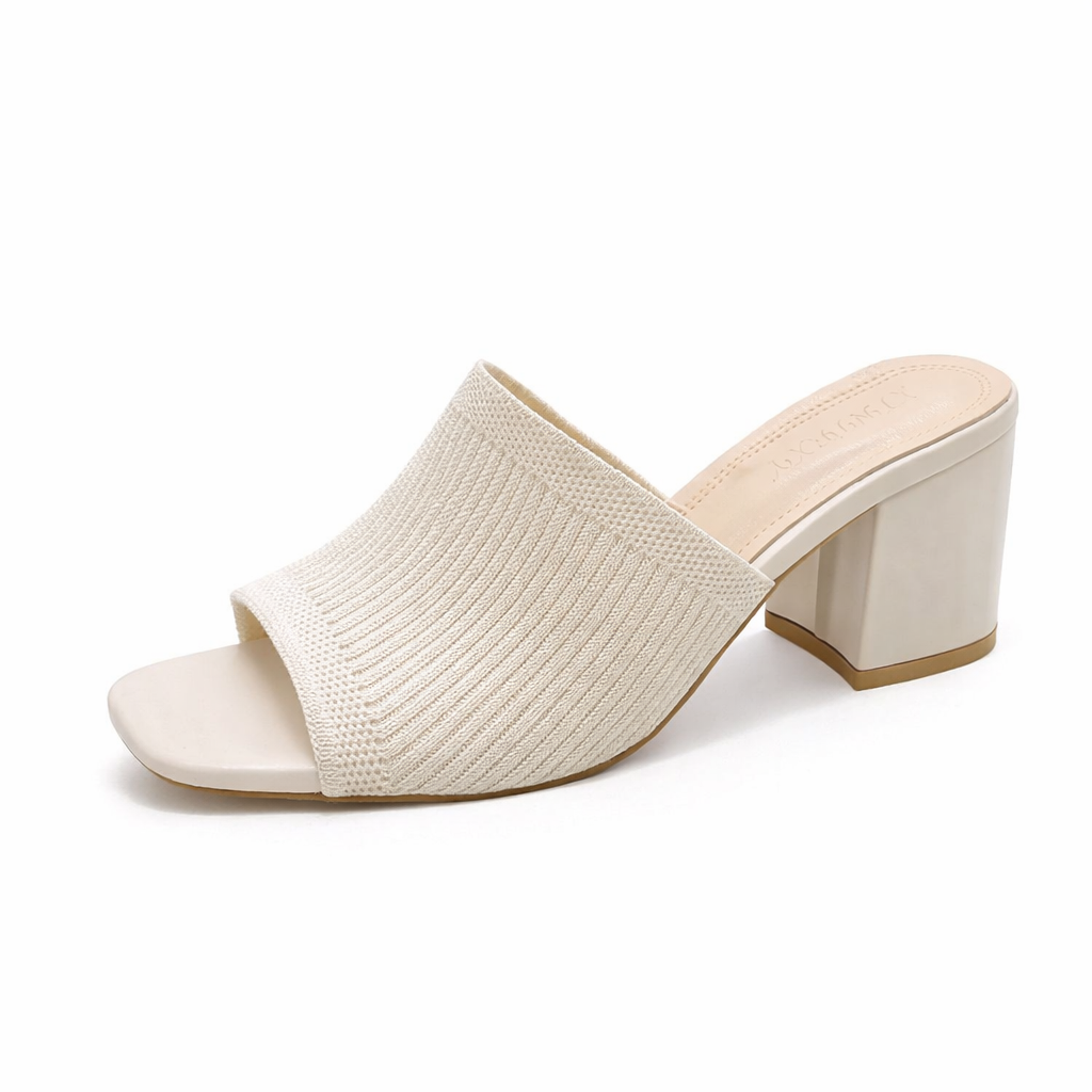 Zephmora | Knit Strap Block Heel Sandals