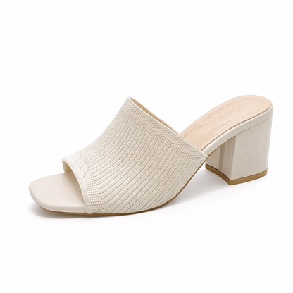 Zephmora | Knit Strap Block Heel Sandals