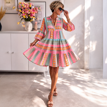 Honora | Artisan Print Ruffle Sleeve Dress