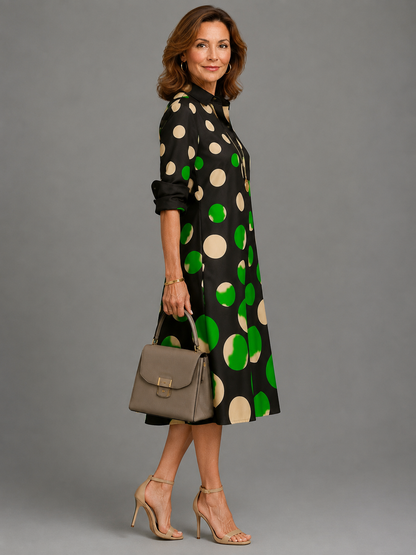 Zeloria | Flattering Polka Dot Midi Dress