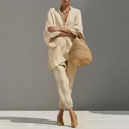 Sylmara | Minimalist Draped Two Piece Set