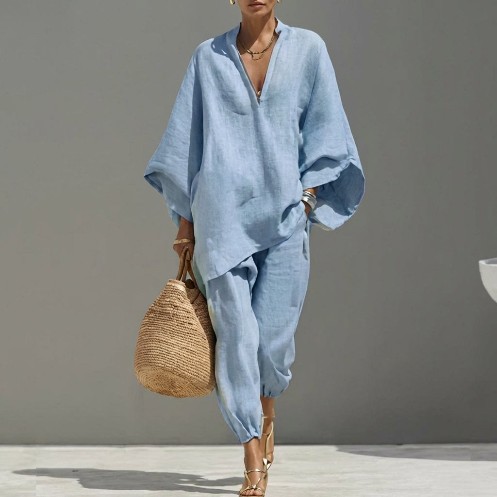 Sylmara | Minimalist Draped Two Piece Set
