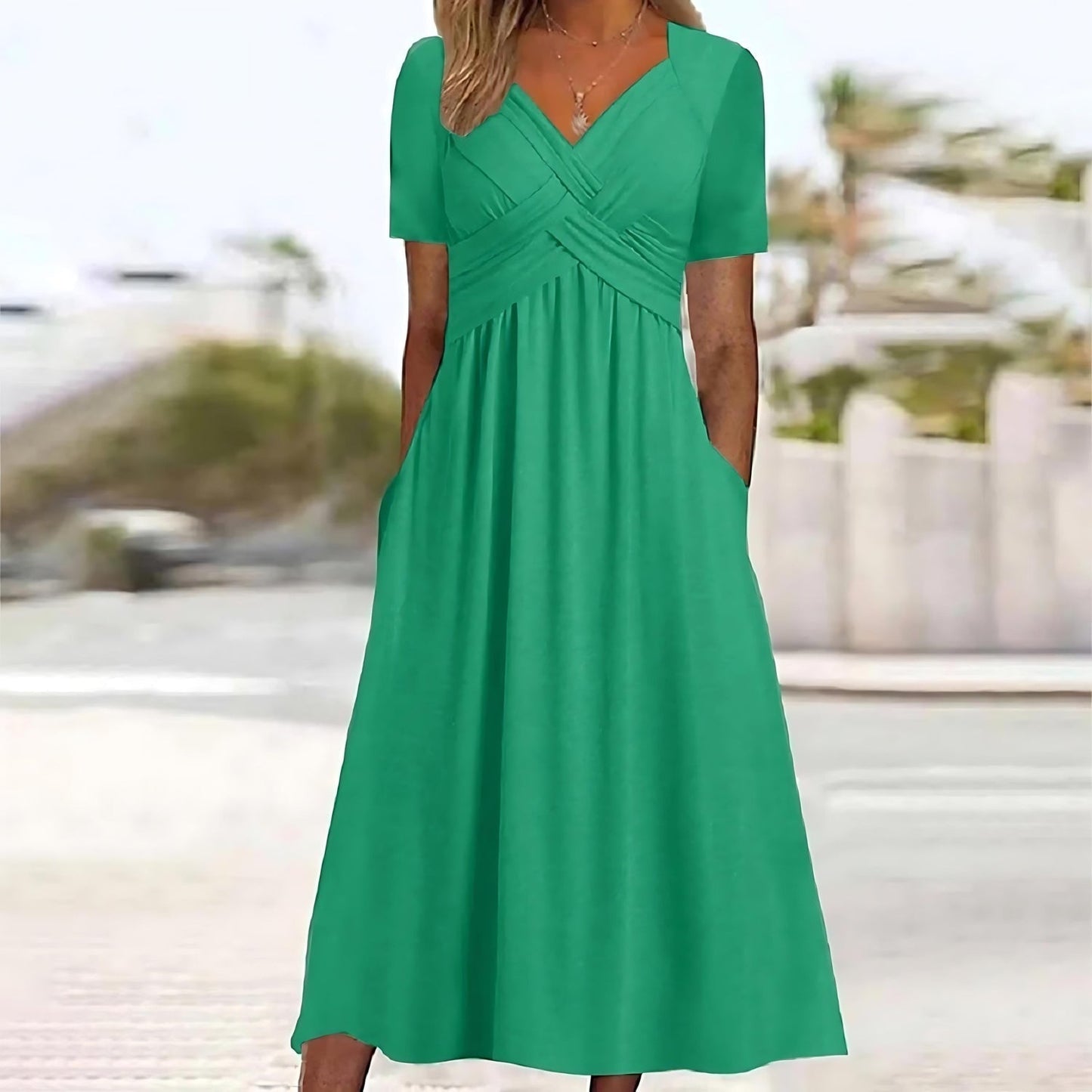 Maribelle | Cross Front Pocket Maxi Dress