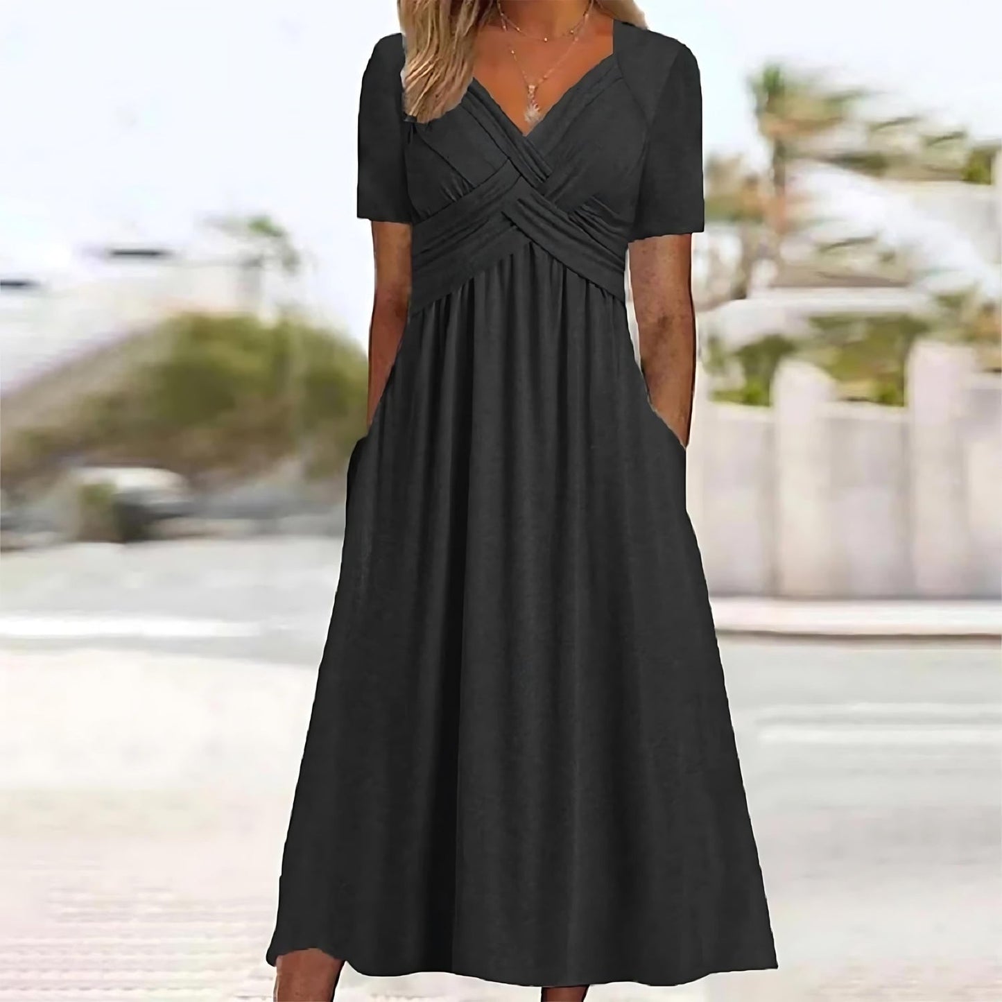 Maribelle | Cross Front Pocket Maxi Dress