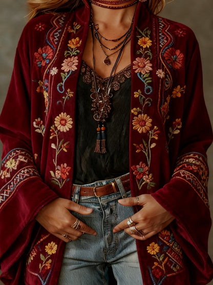 Evanthea | Artistic Velvet Print Cardigan