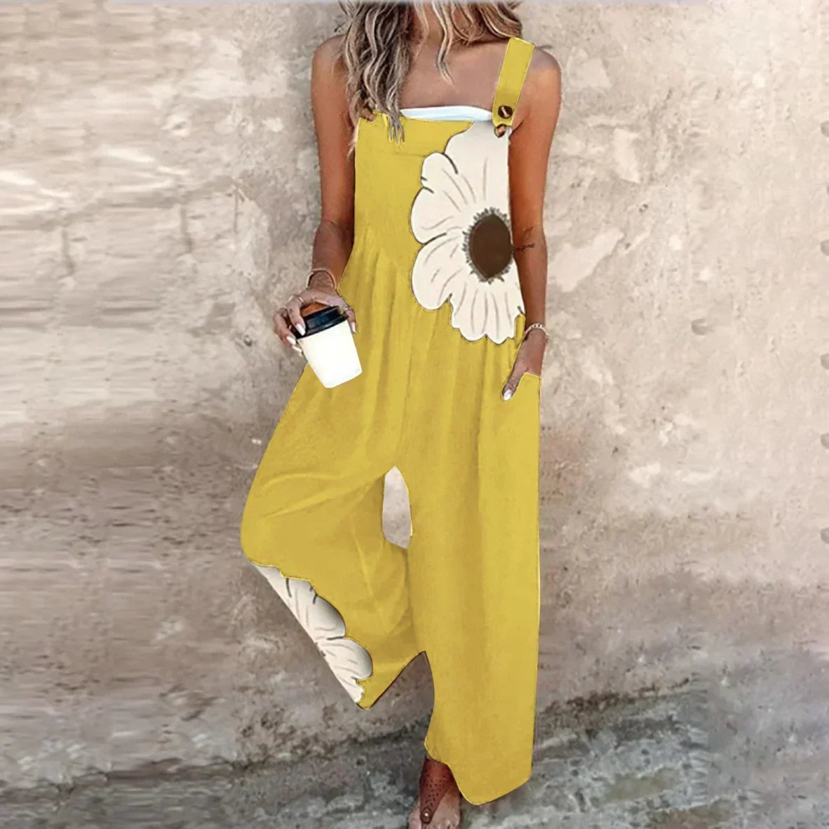 Havielle | Sleeveless Daisy Print Overall