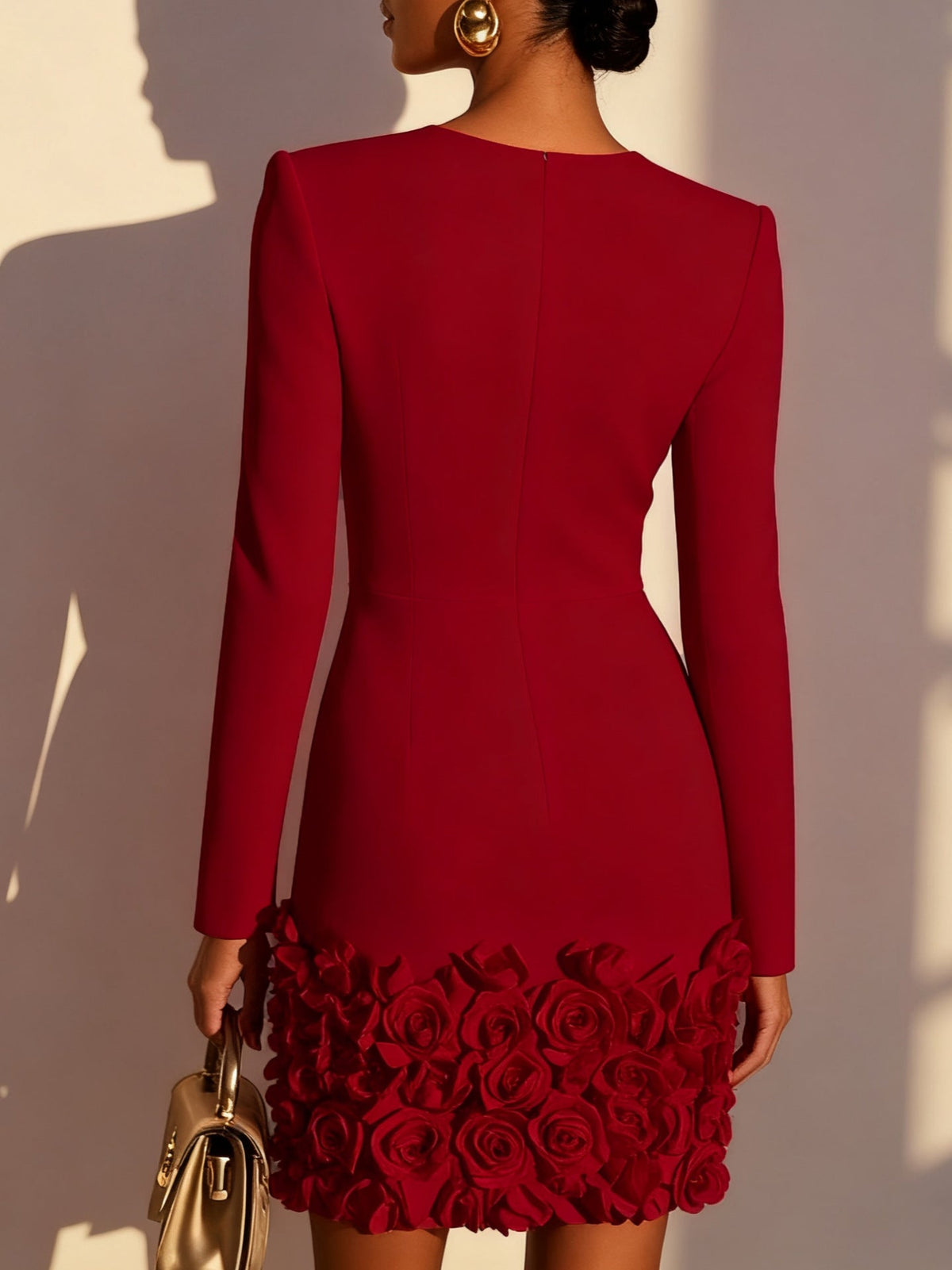 Pirella | Floral Applique V Neck Mini Dress