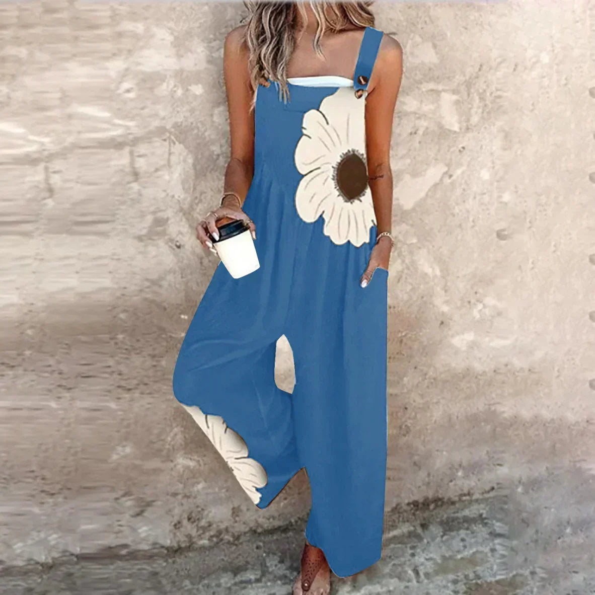 Havielle | Sleeveless Daisy Print Overall