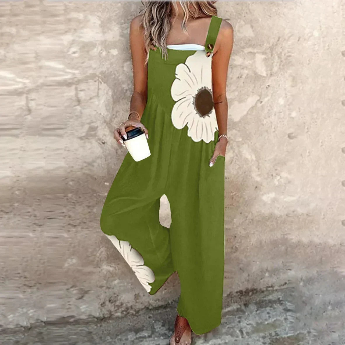 Havielle | Sleeveless Daisy Print Overall