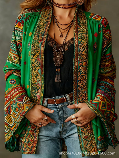 Evanthea | Artistic Velvet Print Cardigan