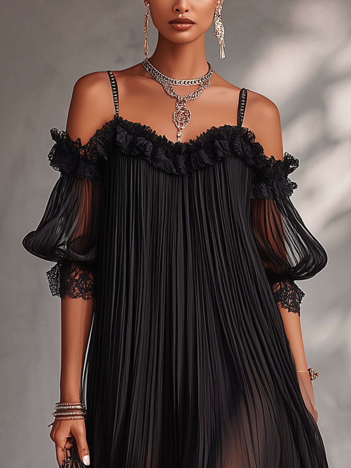 Noemi | Elegant Off Shoulder Chiffon Dress