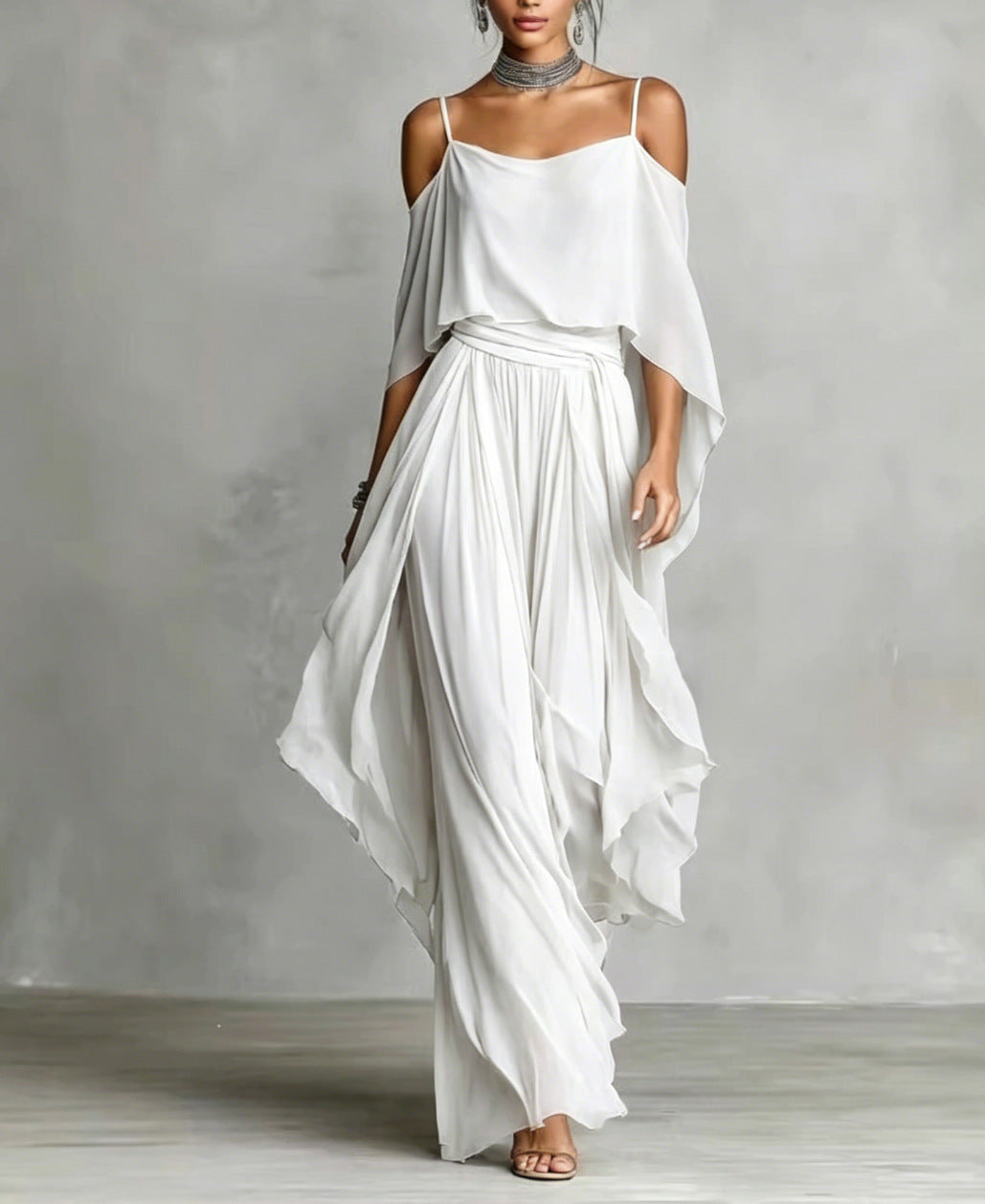 Velmoria | Layered Chiffon Top and Wide Leg Set