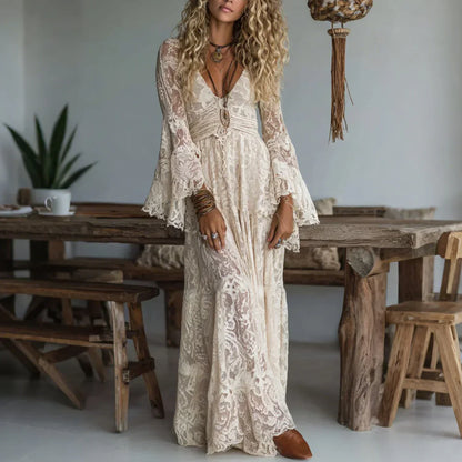 Xavienne | Ethereal Lace Boho Maxi Dress