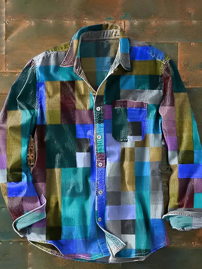 Caldrick | Patchwork Plaid Casual Button Shirt