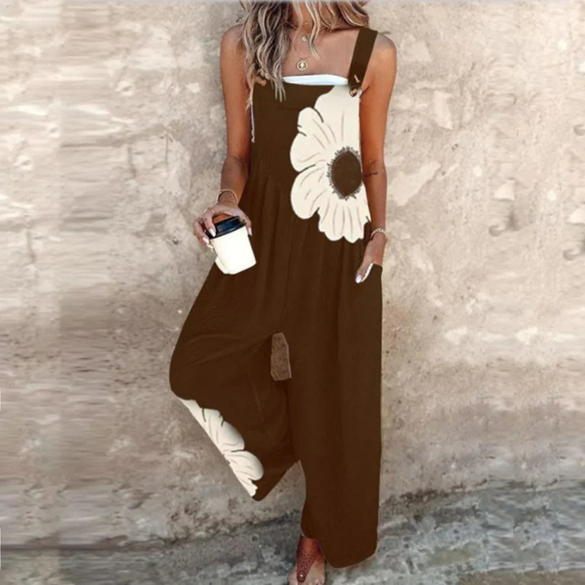 Havielle | Sleeveless Daisy Print Overall
