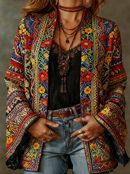 Evanthea | Artistic Velvet Print Cardigan