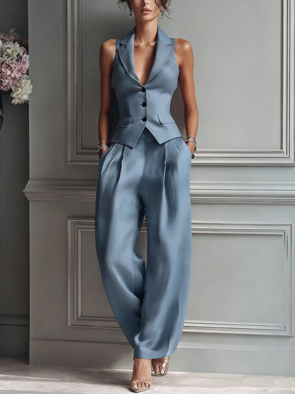 Mirevalora | Elegant Wide Leg Two Piece Set