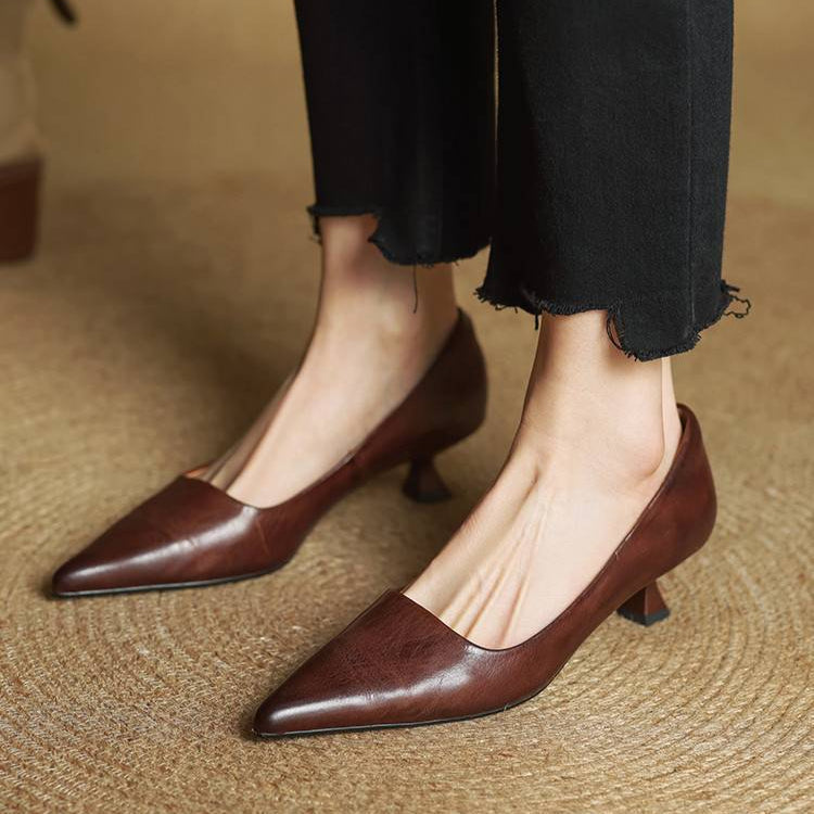 Adalyn | Elegant Pointed Toe Kitten Heels