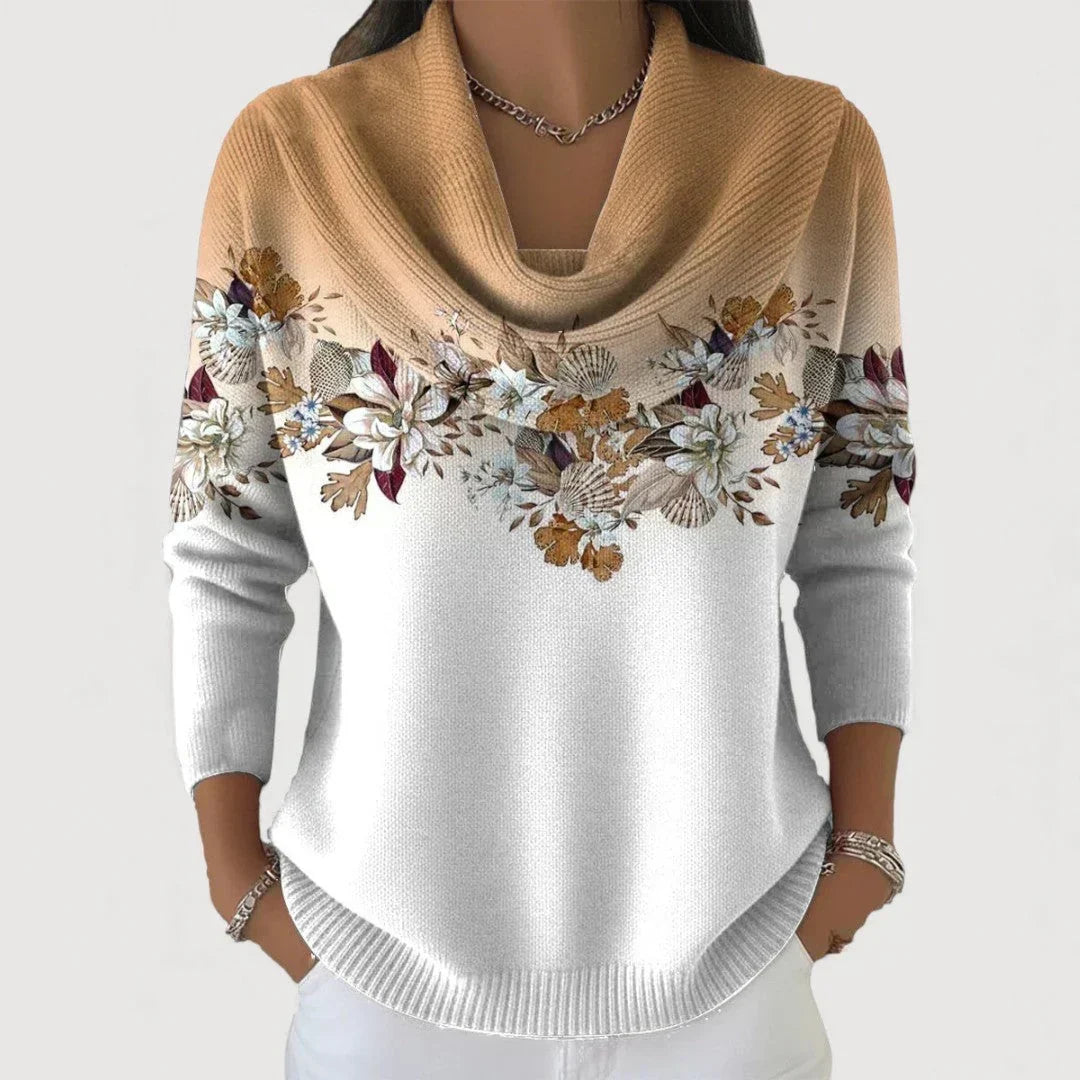 Ioneva | Floral Print Cowl Neck Sweater