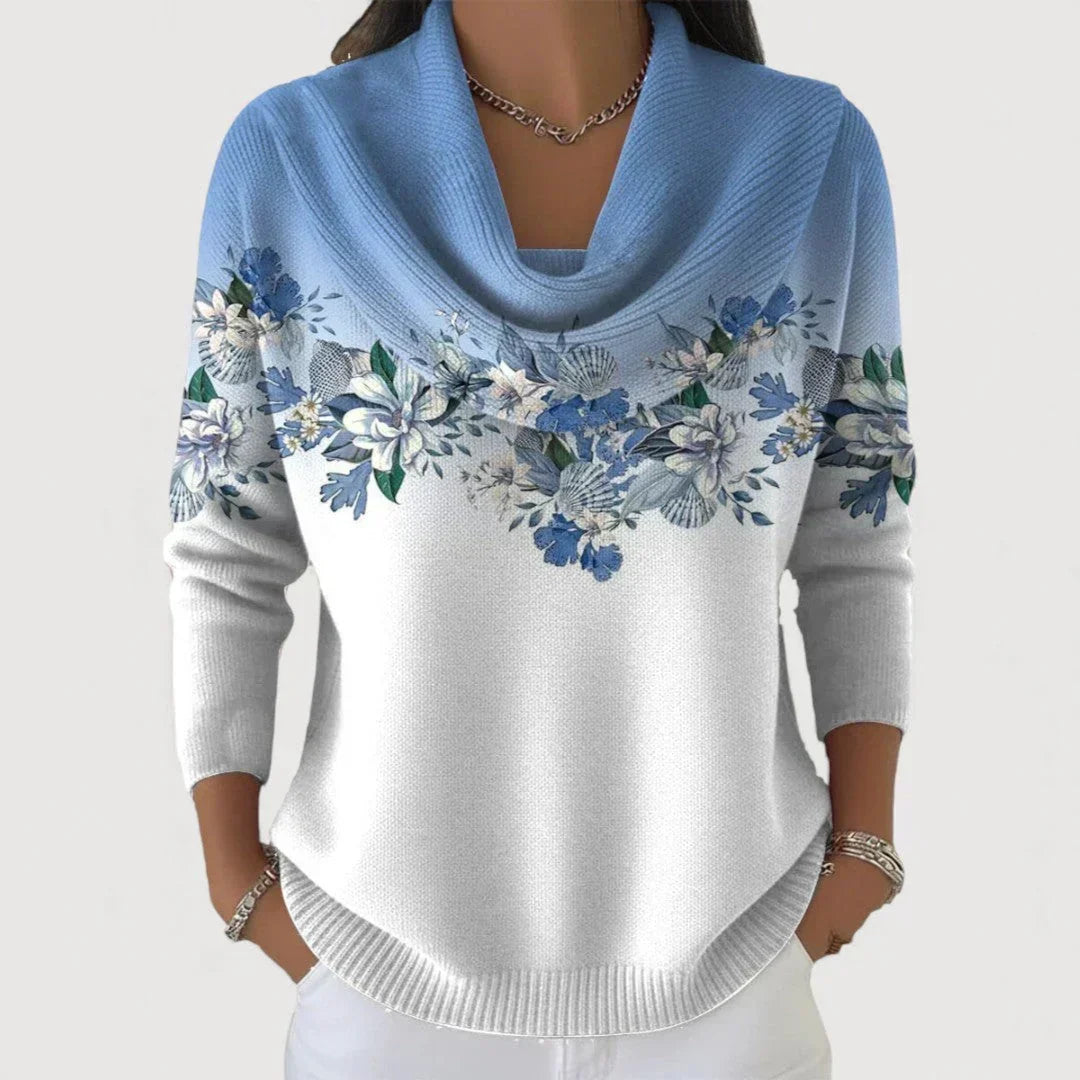 Ioneva | Floral Print Cowl Neck Sweater