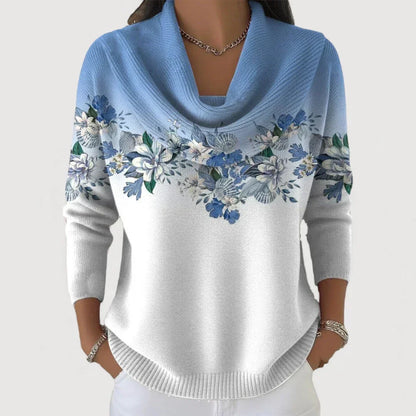 Ioneva | Floral Print Cowl Neck Sweater