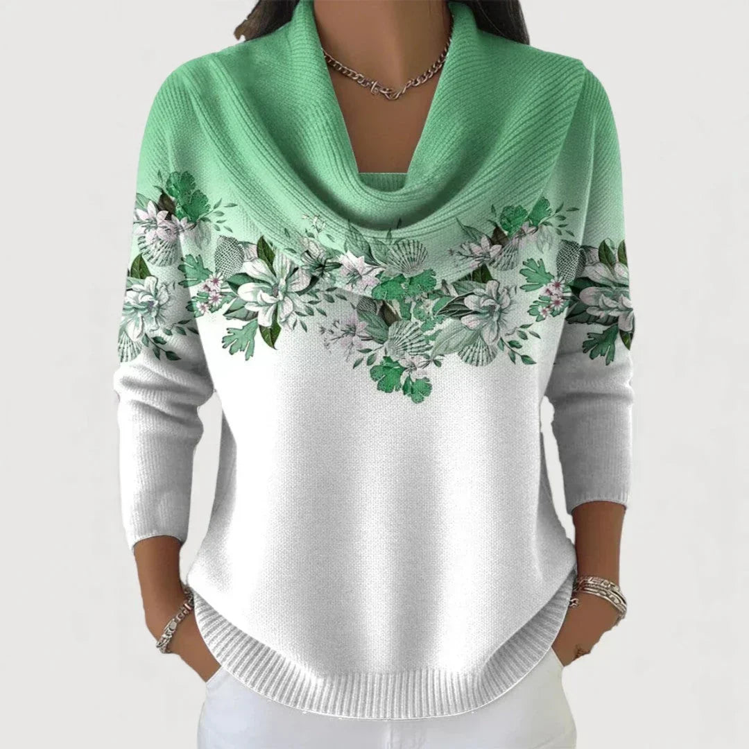 Ioneva | Floral Print Cowl Neck Sweater