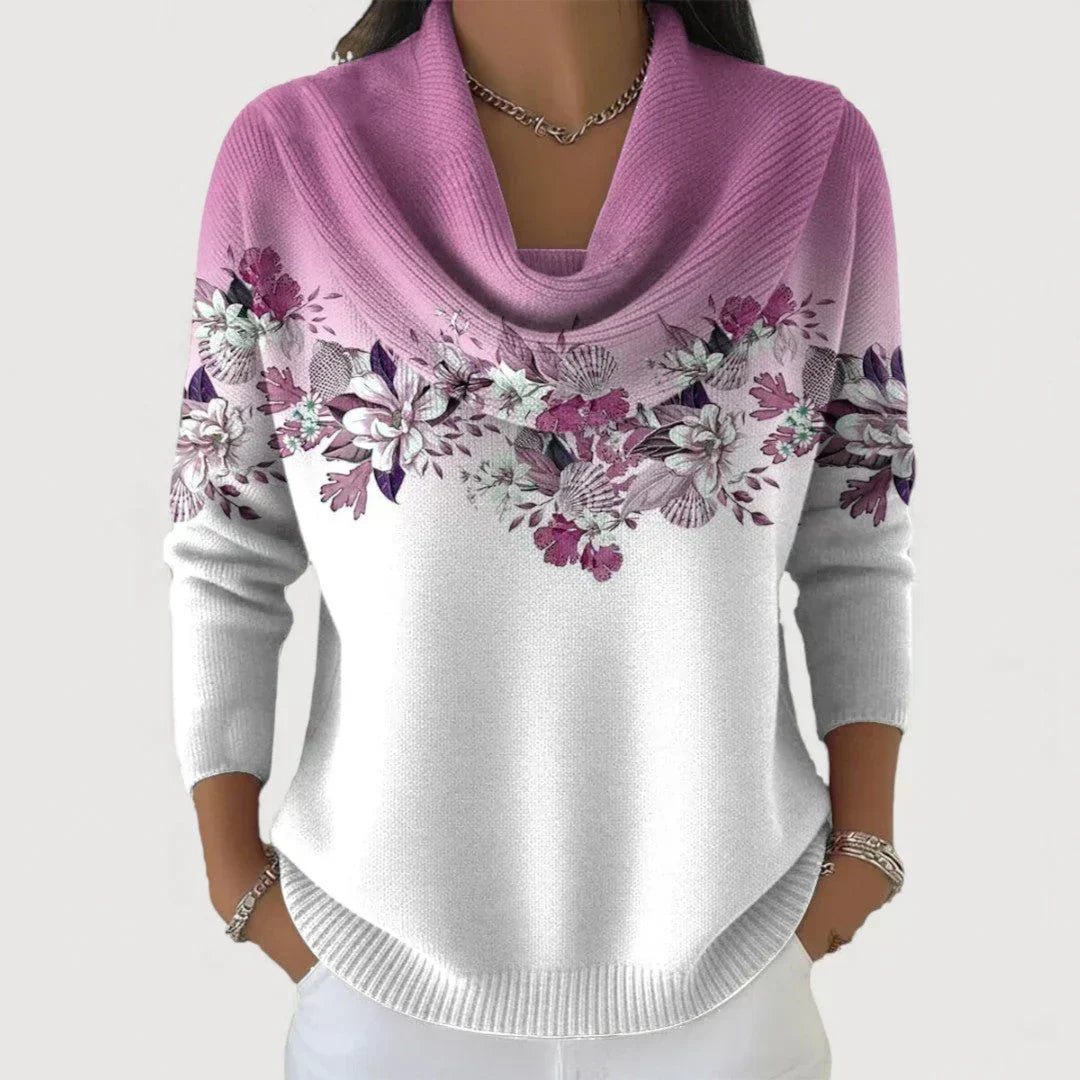 Ioneva | Floral Print Cowl Neck Sweater