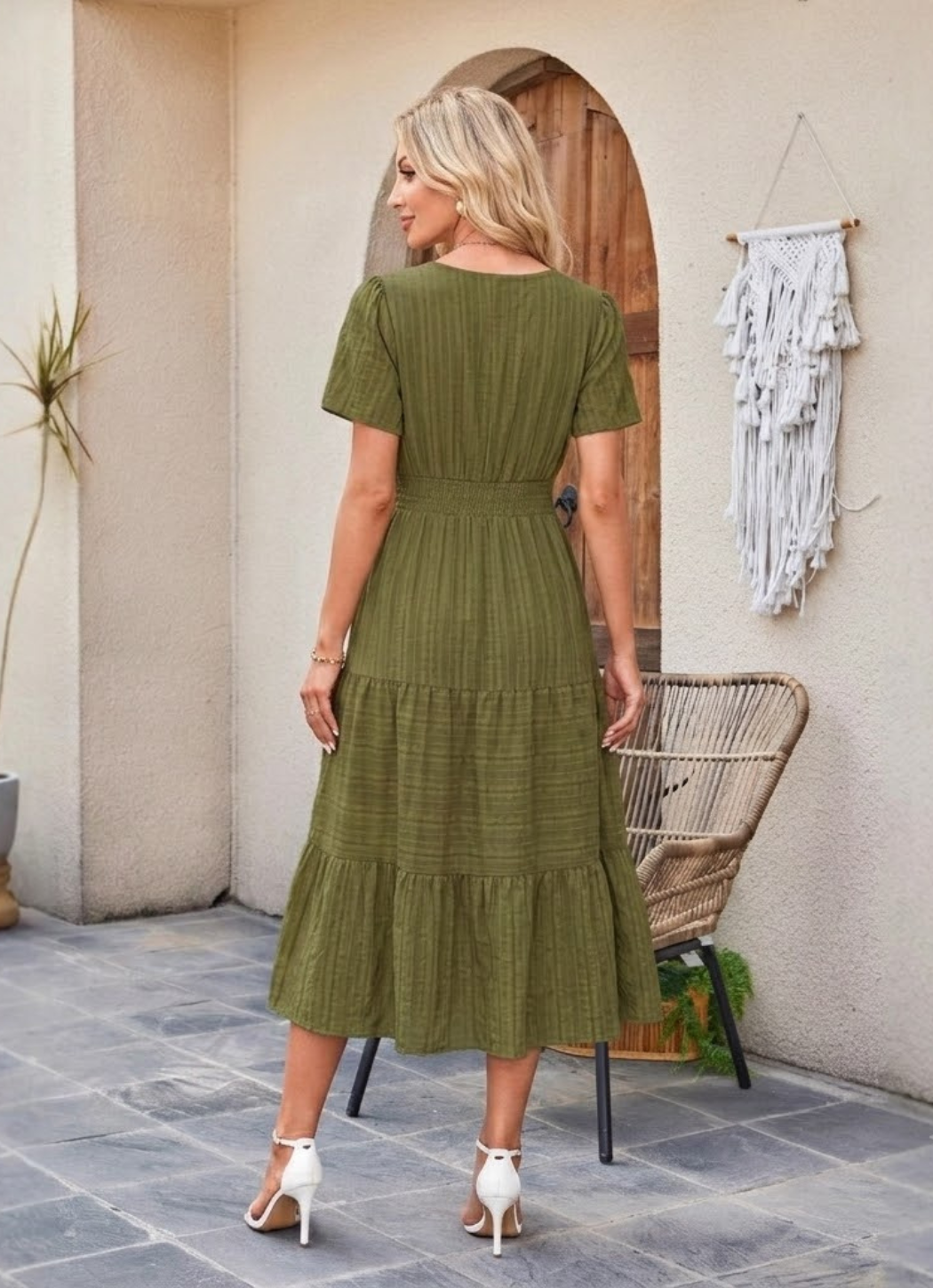 Katerina | Casual V Neck Tiered Dress