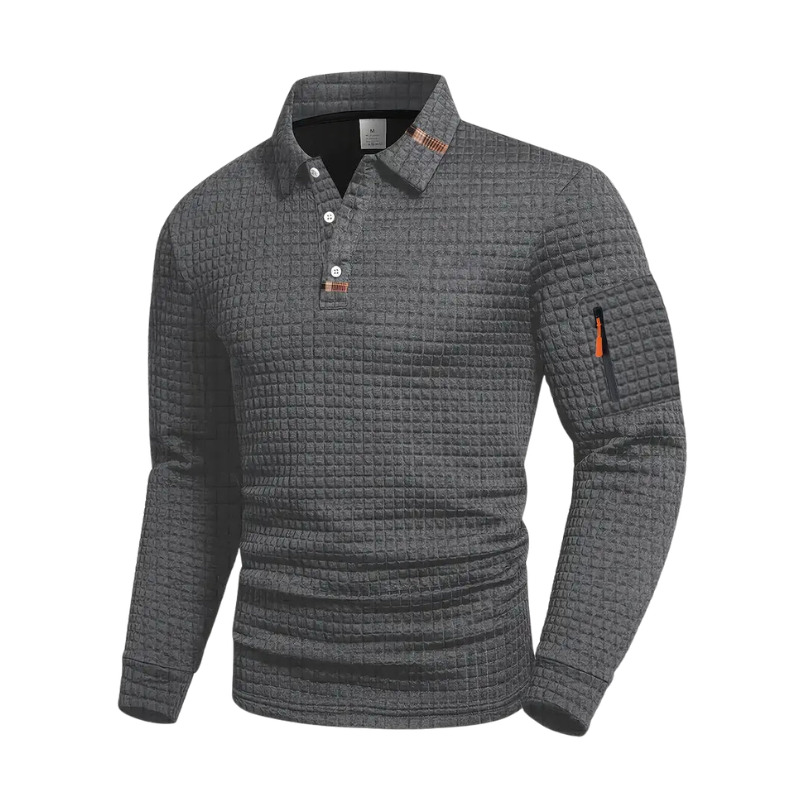 Zyvoren | Textured Long Sleeve Polo Shirt