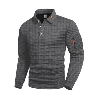 Zyvoren | Textured Long Sleeve Polo Shirt