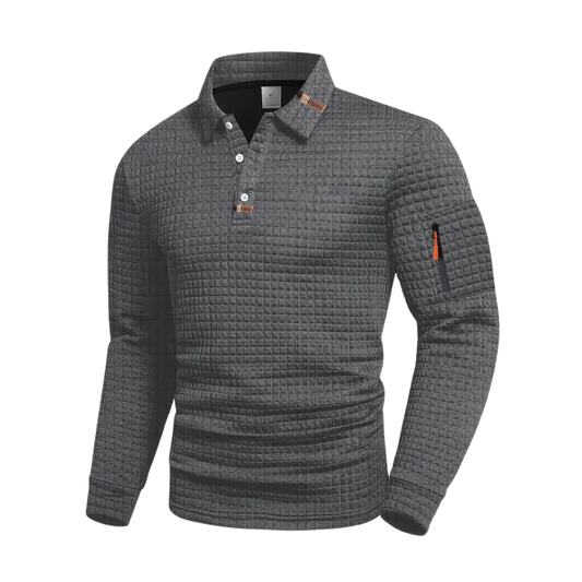 Zyvoren | Textured Long Sleeve Polo Shirt