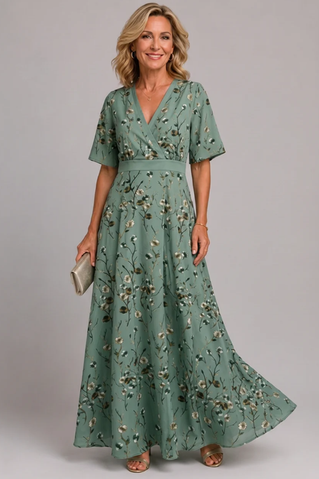 Neradine | Elegant Floral Wrap Maxi Dress