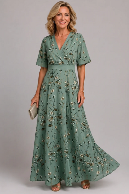 Neradine | Elegant Floral Wrap Maxi Dress