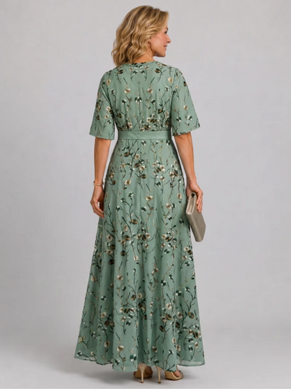Neradine | Elegant Floral Wrap Maxi Dress