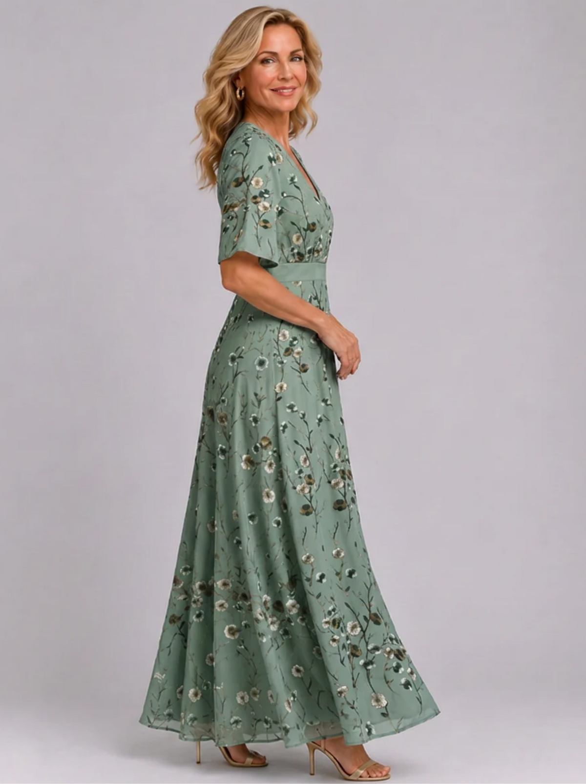 Neradine | Elegant Floral Wrap Maxi Dress