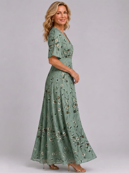 Neradine | Elegant Floral Wrap Maxi Dress