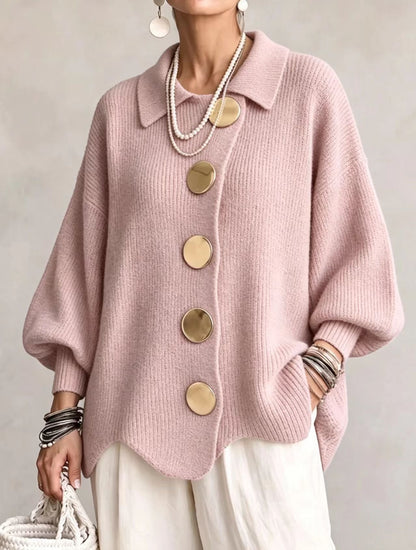Cecily | Relaxed Button Front Knit Cardigan